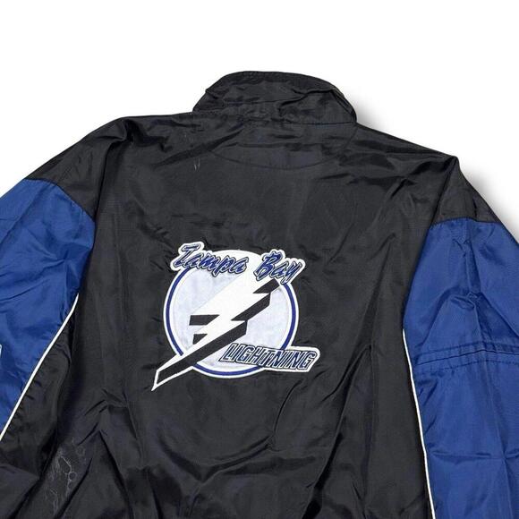Vintage NHL Tampa Bay Lightning Windbreaker Jacket Black Blue Large Retro 90s - Picture 10 of 12